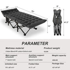 Lit de camp pliant portable DoCred avec matelas latéral double, 272 kg
