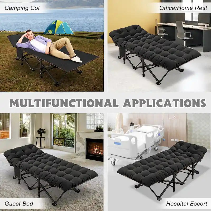 Lit de camp pliant portable DoCred avec matelas latéral double, 272 kg