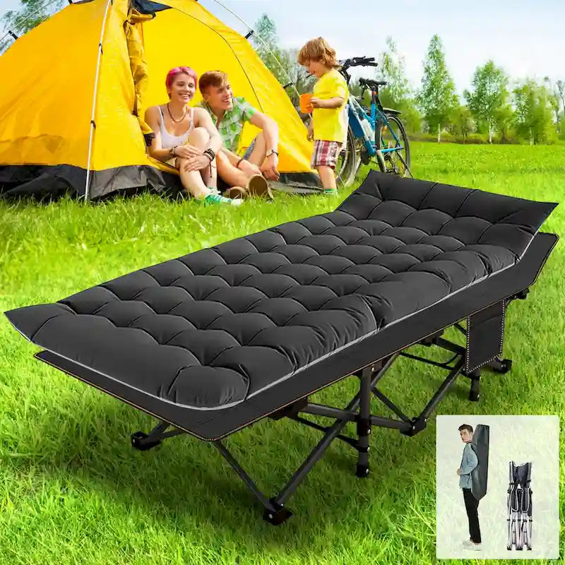 Lit de camp pliant portable DoCred avec matelas latéral double, 272 kg