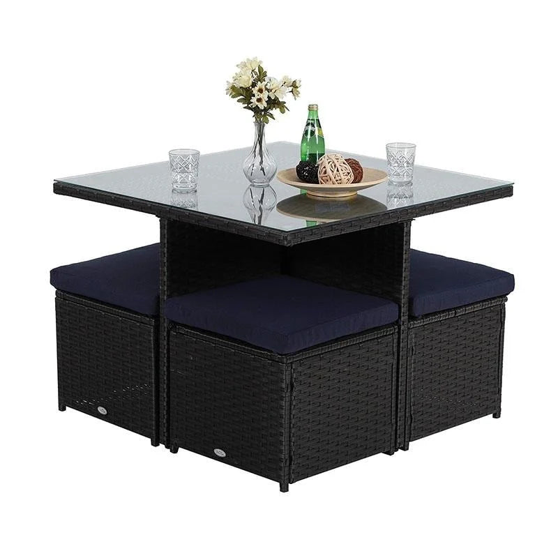 Ensemble table et pouf de jardin PHI VILLA avec coussins