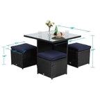 Ensemble table et pouf de jardin PHI VILLA avec coussins