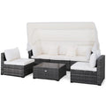 Ensemble de mobilier de patio 6 pièces avec auvent rétractable