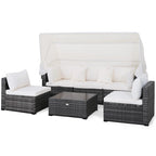 Ensemble de mobilier de patio 6 pièces avec auvent rétractable