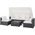 Ensemble de mobilier de patio 6 pièces avec auvent rétractable
