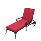 Chaise longue de patio pliante et inclinable Clihome en aluminium moulé avec coussin rouge