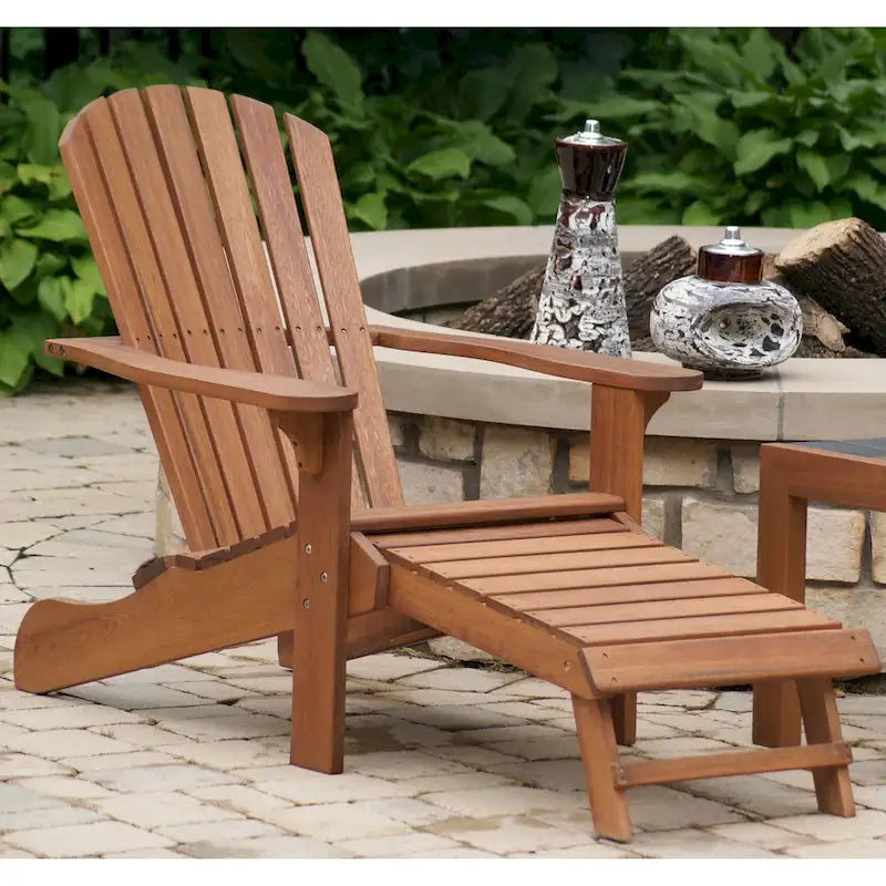 Fauteuil Adirondack en eucalyptus avec repose-pieds intégré