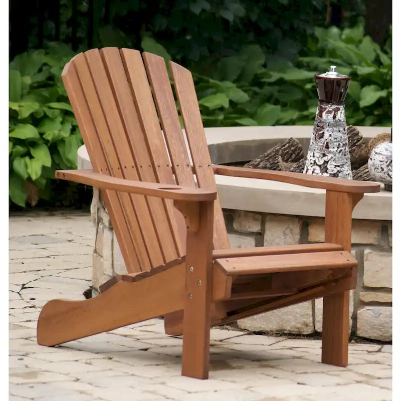 Fauteuil Adirondack en eucalyptus avec repose-pieds intégré