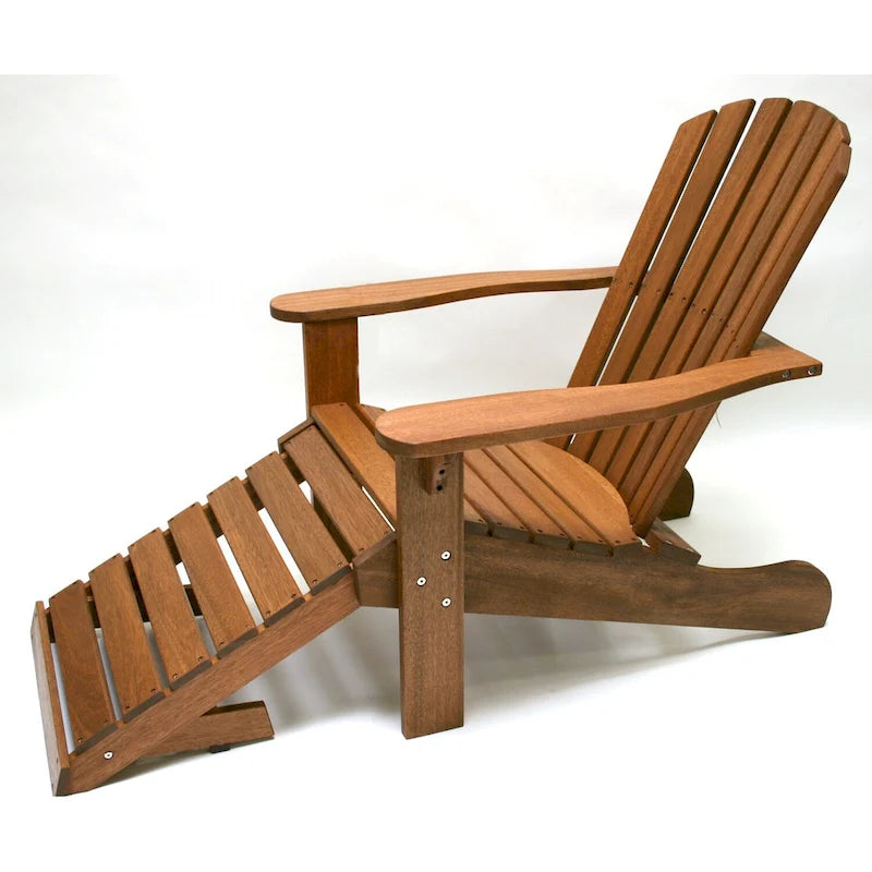 Fauteuil Adirondack en eucalyptus avec repose-pieds intégré