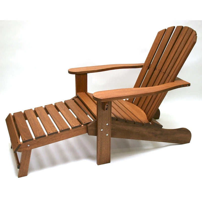 Fauteuil Adirondack en eucalyptus avec repose-pieds intégré
