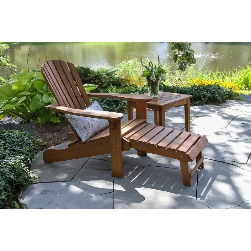 Fauteuil Adirondack en eucalyptus avec repose-pieds intégré