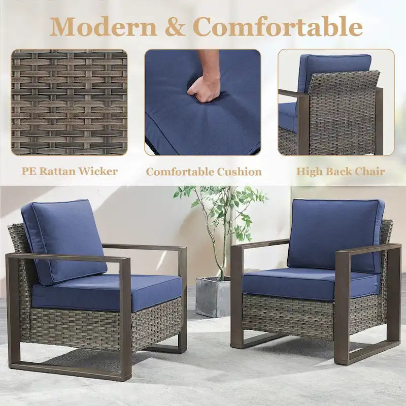 Ensemble de mobilier de jardin en rotin gris - Canapé et fauteuil d'extérieur