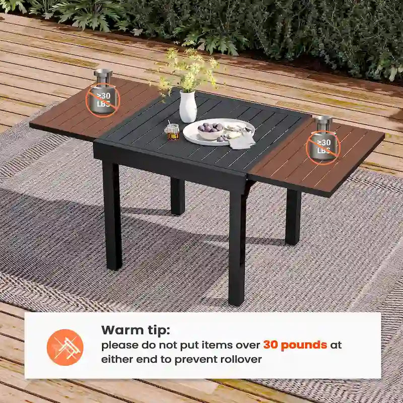 Table de salle à manger extensible d'extérieur Pellabant - 63 / 31,5 (L) x 31,5 l x 29,5 H