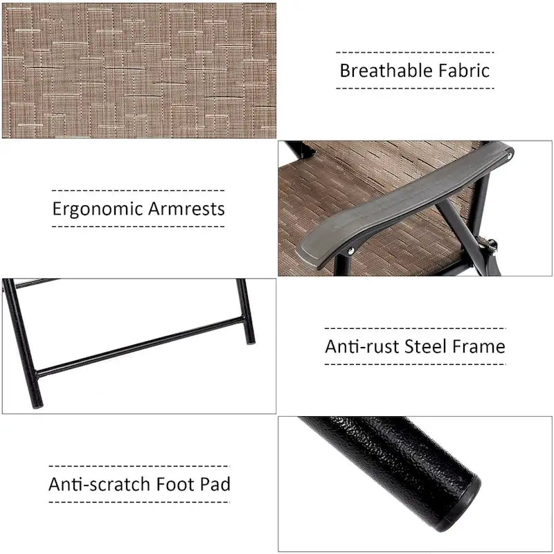 Ensemble de 2 fauteuils pliants marron pour terrasse