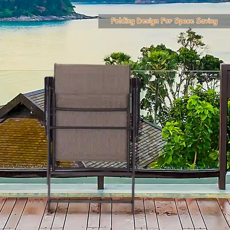 Ensemble de 2 fauteuils pliants marron pour terrasse