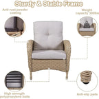 Ensemble de meubles d'extérieur Gymojoy 7 pièces comprenant un canapé deux places, une table basse et un fauteuil à bascule.