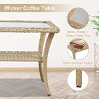 Ensemble de meubles d'extérieur Gymojoy 7 pièces comprenant un canapé deux places, une table basse et un fauteuil à bascule.