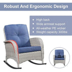 Ensemble de meubles d'extérieur Gymojoy 7 pièces comprenant un canapé deux places, une table basse et un fauteuil à bascule.