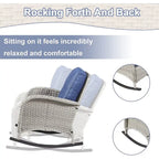 Ensemble de meubles d'extérieur Gymojoy 7 pièces comprenant un canapé deux places, une table basse et un fauteuil à bascule.