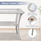Ensemble de meubles d'extérieur Gymojoy 7 pièces comprenant un canapé deux places, une table basse et un fauteuil à bascule.