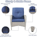 Ensemble de meubles d'extérieur Gymojoy 7 pièces comprenant un canapé deux places, une table basse et un fauteuil à bascule.