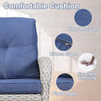 Ensemble de meubles d'extérieur Gymojoy 7 pièces comprenant un canapé deux places, une table basse et un fauteuil à bascule.