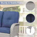 Ensemble de meubles d'extérieur Gymojoy 7 pièces comprenant un canapé deux places, une table basse et un fauteuil à bascule.