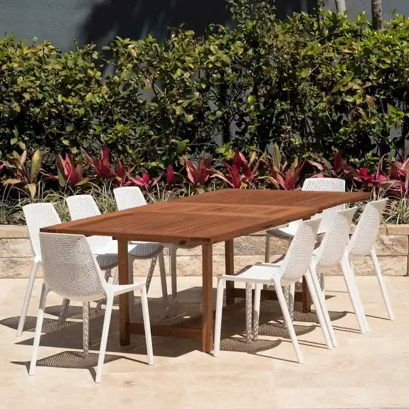Ensemble de salle à manger d'extérieur Amazonia Naples 9 pièces en bois certifié FSC