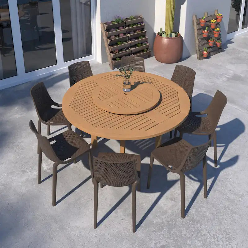 Ensemble de salle à manger d'extérieur Amazonia Naples 9 pièces en bois certifié FSC