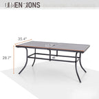 Ensemble de salle à manger d'extérieur MAISON ARTS 7 pièces : table rectangulaire en métal avec trou pour parasol de 6,6 cm et 6 chaises de salle à manger en métal, noir