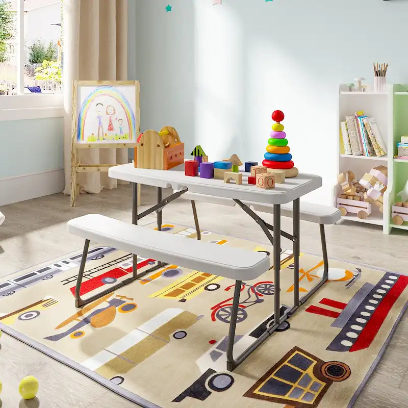 Ensemble de salle à manger d'extérieur rectangulaire pour 4 personnes pour enfants