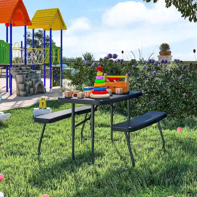 Ensemble de salle à manger d'extérieur rectangulaire pour 4 personnes pour enfants