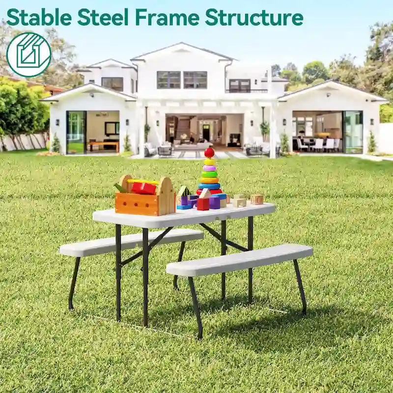 Ensemble de salle à manger d'extérieur rectangulaire pour 4 personnes pour enfants