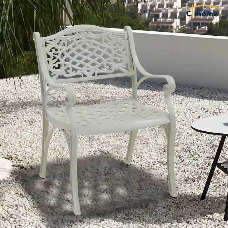 Chaises de salle à manger d'extérieur Clihome avec accoudoirs en fonte d'aluminium (lot de 2)
