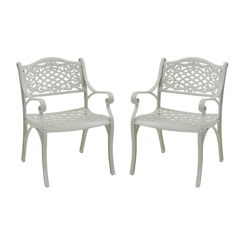 Chaises de salle à manger d'extérieur Clihome avec accoudoirs en fonte d'aluminium (lot de 2)