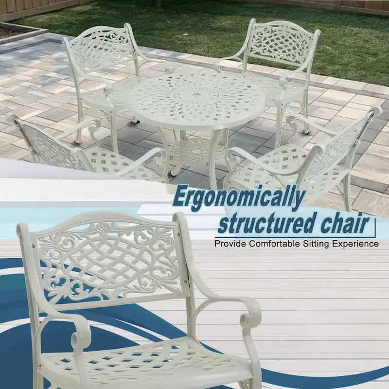 Chaises de salle à manger d'extérieur Clihome avec accoudoirs en fonte d'aluminium (lot de 2)