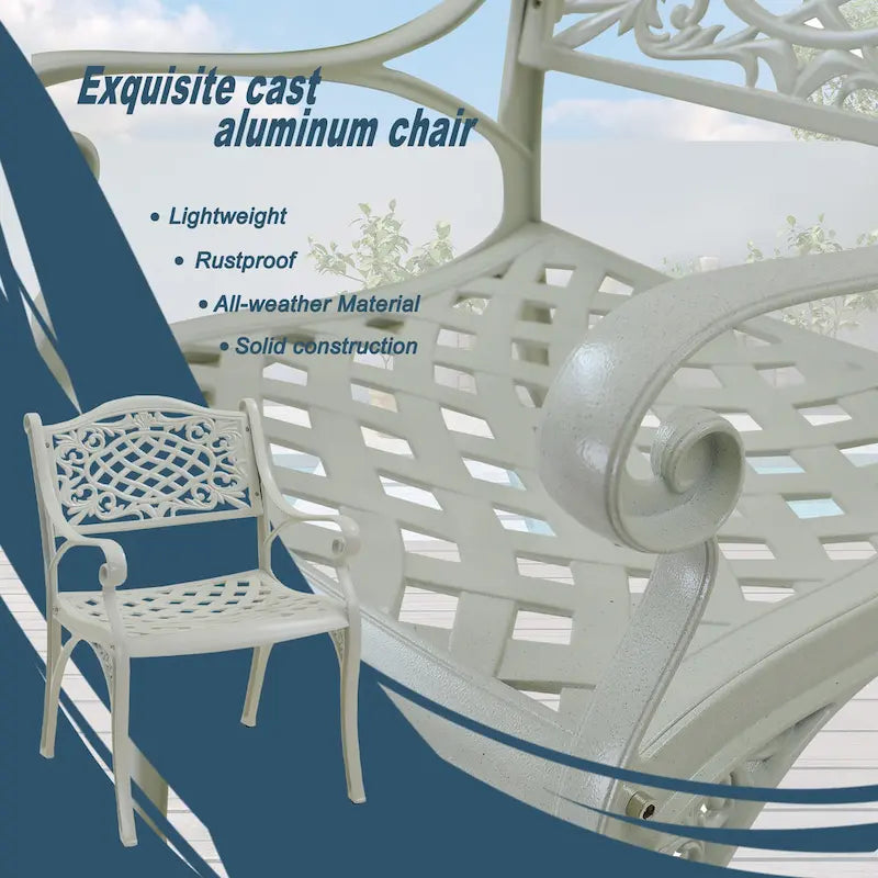 Chaises de salle à manger d'extérieur Clihome avec accoudoirs en fonte d'aluminium (lot de 2)