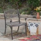 Chaises de salle à manger d'extérieur Clihome avec accoudoirs en fonte d'aluminium (lot de 2)