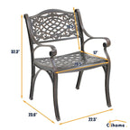 Chaises de salle à manger d'extérieur Clihome avec accoudoirs en fonte d'aluminium (lot de 2)