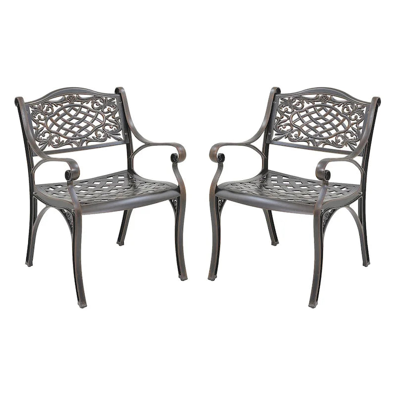 Chaises de salle à manger d'extérieur Clihome avec accoudoirs en fonte d'aluminium (lot de 2)