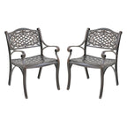 Chaises de salle à manger d'extérieur Clihome avec accoudoirs en fonte d'aluminium (lot de 2)