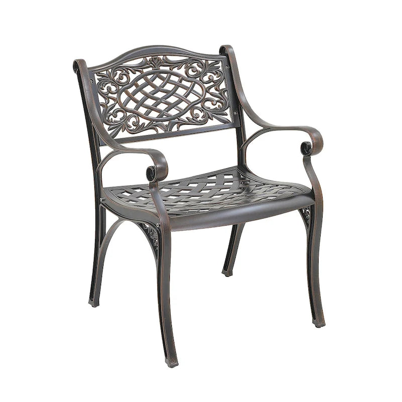 Chaises de salle à manger d'extérieur Clihome avec accoudoirs en fonte d'aluminium (lot de 2)