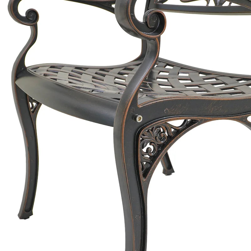 Chaises de salle à manger d'extérieur Clihome avec accoudoirs en fonte d'aluminium (lot de 2)