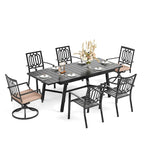 Ensembles de salle à manger d'extérieur MAISON ARTS 7/9 pièces avec table à manger rectangulaire extensible en métal et 6/8 chaises de salle à manger
