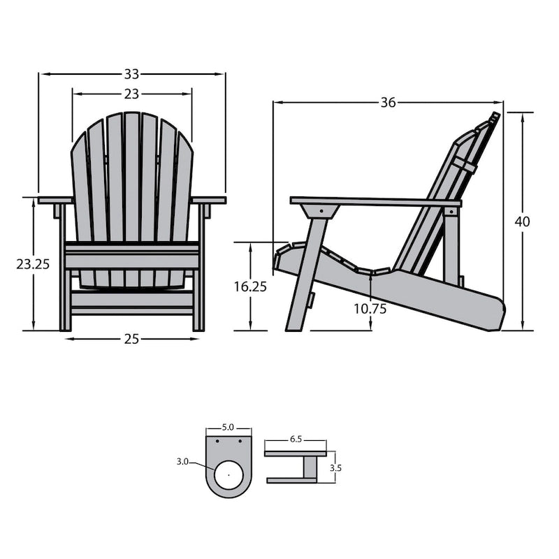 Chaise pliante/inclinable d'extérieur Mandalay avec porte-gobelet