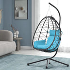 Fauteuil suspendu œuf, hamac, coussin, support en acier - 77 cm de hauteur