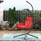 Fauteuil suspendu œuf, hamac, coussin, support en acier - 77 cm de hauteur