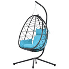 Fauteuil suspendu œuf, hamac, coussin, support en acier - 77 cm de hauteur