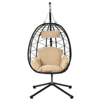 Fauteuil suspendu œuf, hamac, coussin, support en acier - 77 cm de hauteur