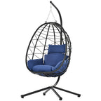Fauteuil suspendu œuf, hamac, coussin, support en acier - 77 cm de hauteur