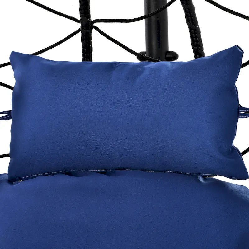 Fauteuil suspendu œuf, hamac, coussin, support en acier - 77 cm de hauteur